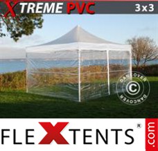 Tonnelle pliante FleXtents Xtreme 3x3m Transparent, avec 4 cotés