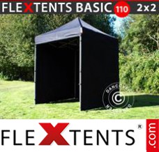 Tonnelle pliante FleXtents Basic 110, 2x2m Noir, avec 4 cotés