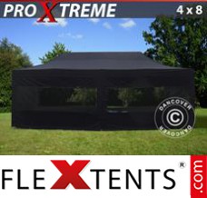 Tonnelle pliante FleXtents Xtreme 4x8m Noir, avec 6 cotés
