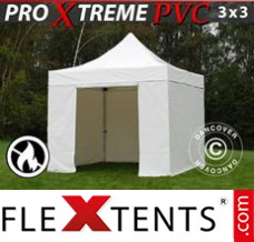 Tonnelle pliante FleXtents Xtreme Heavy Duty 3x3m, Blanc avec 4 cotés