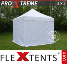 Tonnelle pliante FleXtents Xtreme 3x3m Blanc, avec 4 cotés