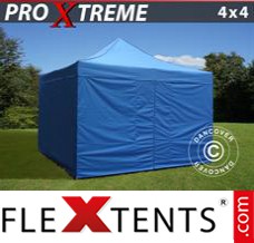 Tonnelle pliante FleXtents Xtreme 4x4m Bleu, avec 4 cotés