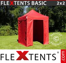 Tonnelle pliante FleXtents Basic, 2x2m Rouge, avec 4 cotés