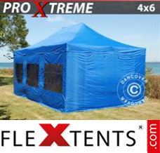 Tonnelle pliante FleXtents Xtreme 4x6m Bleu, avec 8 cotés