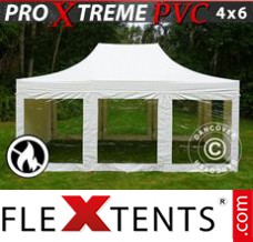 Tonnelle pliante FleXtents Xtreme Heavy Duty 4x6m Blanc, avec 8 cotés