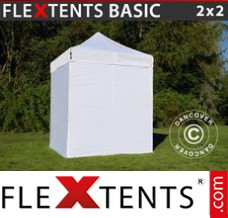 Tonnelle pliante FleXtents Basic, 2x2m Blanc, avec 4 cotés