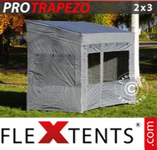 Tonnelle pliante FleXtents PRO Trapezo 2x3m Gris, avec 4 cotés