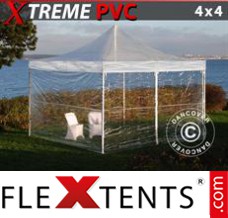 Tonnelle pliante FleXtents Xtreme 4x4m Transparent, avec 4 cotés