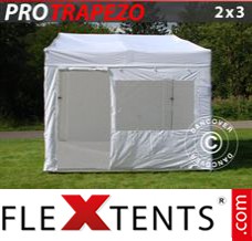 Tonnelle pliante FleXtents PRO Trapezo 2x3m Blanc, avec 4 cotés