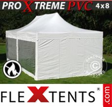Tonnelle pliante FleXtents Xtreme Heavy Duty 4x8m Blanc, avec 6 cotés