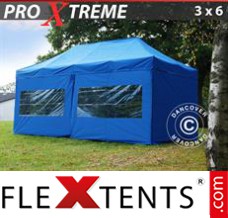 Tonnelle pliante FleXtents Xtreme 3x6m Bleu, avec 6 cotés