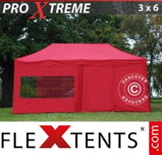 Tonnelle pliante FleXtents Xtreme 3x6m Rouge, avec 6 cotés